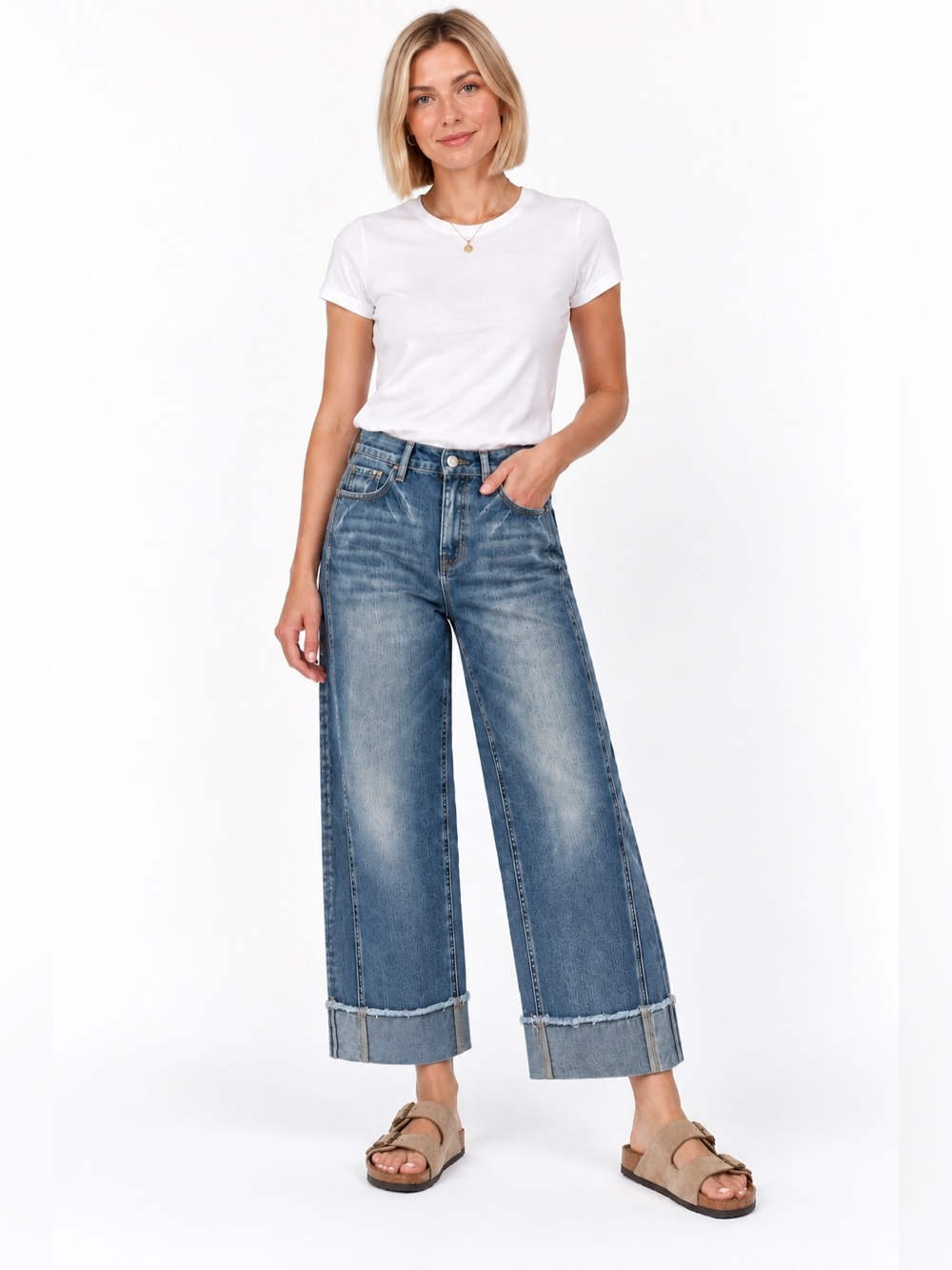 Flamingal Wide Leg Crop Jeans • size large • NWT